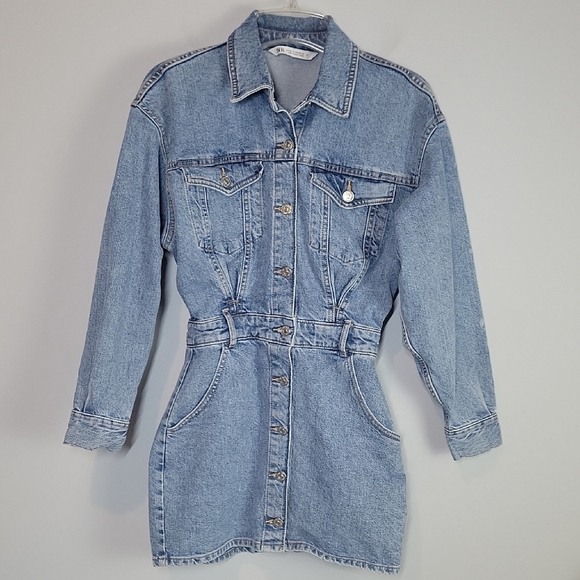 ZARA MINI DENIM SHIRT DRESS BLOGGER size XS 8197/081